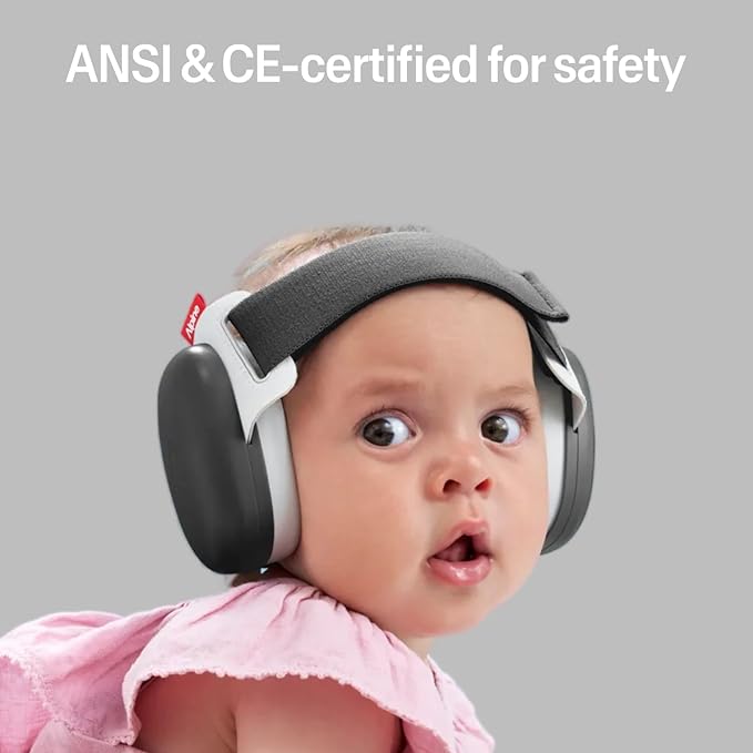 Alpine Muffy Baby Comfort - Protects Hearing for Babies and Toddlers - CE & ANSI Certified - Headband for Safe fit & Comfort - Adjustable for Ages 3-48 Months - 24dB Sound Reduction, Black