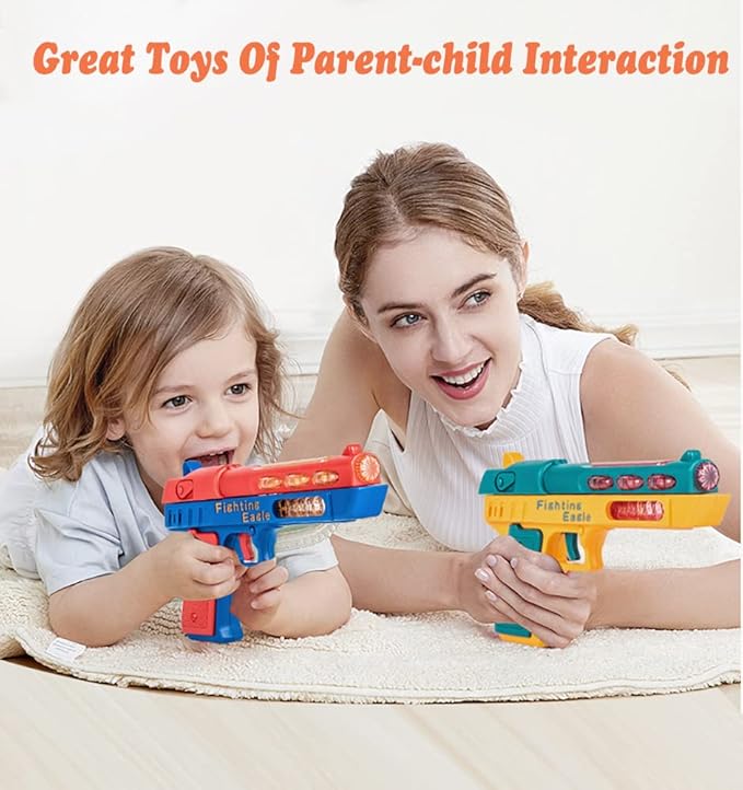 Light Up Pistol Toy - Hand Gun Toys with Dazzling Electric LEDs Light & Fighting Sound & Unique Telescopic Action, Great Party Favor, Gifts for Boys and Girls (Batteries Not Included) (Blue/Red)