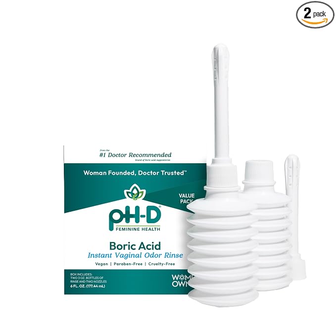 pH-D Feminine Health Support - Instant Odor Rinse with Boric Acid for Vaginal Odor - Vegan, Paraben-Free, Cruelty-Free, 6 Fl Oz Total, (3 Fl Oz, Pack of 2)
