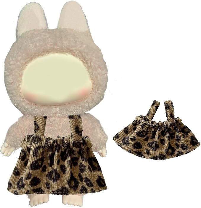 Dress for Popmart Dolls. Leopard Dress for labubu Clothes (for 15cm & 17cm Monster Keychain-Macaron/Have a seat/Energy). Clothing Accessories for labubu Outfits.