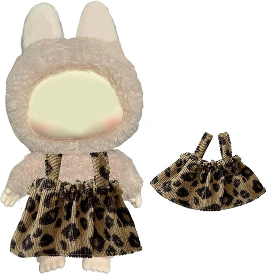 Dress for Popmart Dolls. Leopard Dress for labubu Clothes (for 15cm & 17cm Monster Keychain-Macaron/Have a seat/Energy). Clothing Accessories for labubu Outfits.