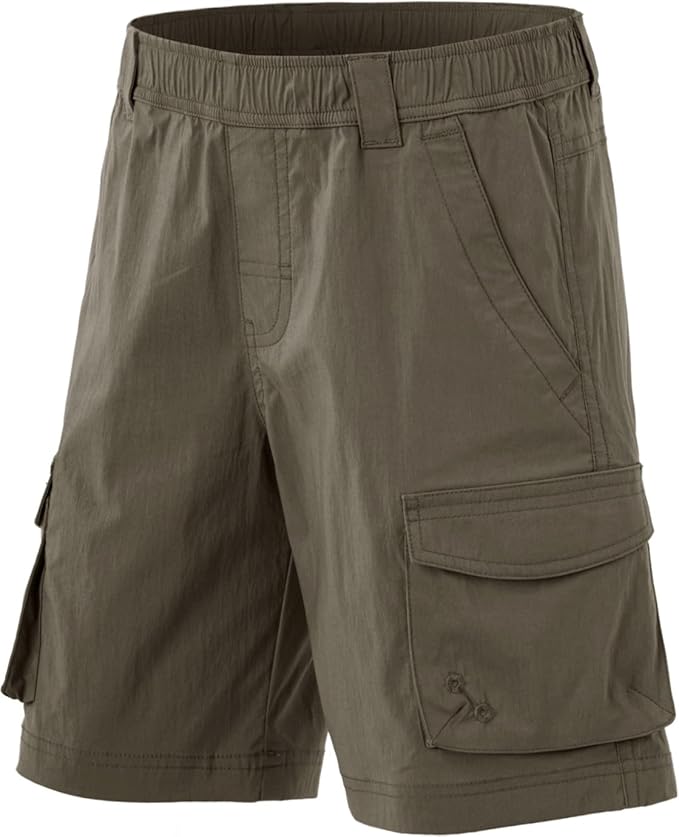 CQR Kids Youth Pull on Cargo Shorts, Outdoor Camping Hiking Shorts, Lightweight Elastic Waist Athletic Short with Pockets