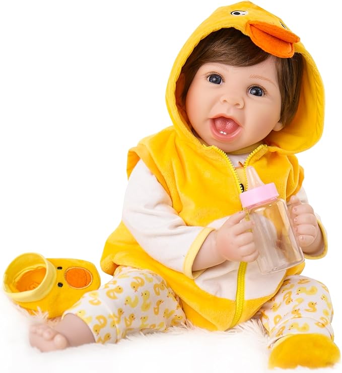 Aori Lifelike Reborn Baby Dolls Realistic 22 Inch Reborn Baby Doll with Yellow Outfit for Kids 3+