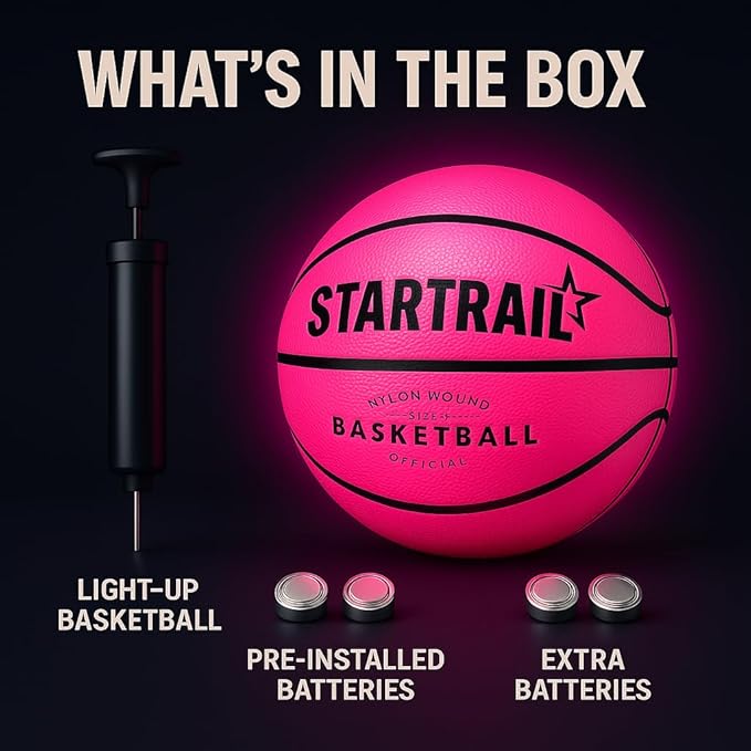 TOMLEON Light Up Basketball | Glow in The Dark Basketball | LED Basketball Size 7 | Glowing Basketball Ball | Lighted Basketball | Coolest Things for Boys & Girls | Toys for 10 Year Old Kids