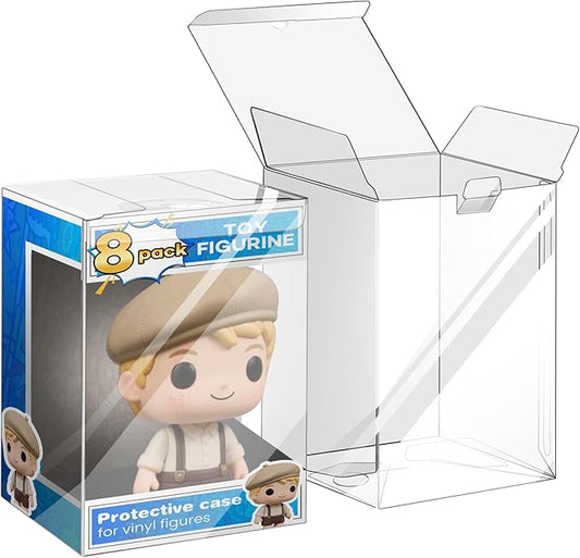 8 Pack Clear Protectors Case Compatible with Funko, 4" Pop Figures Case Protectors, 0.38mm Crystal Clear Display Cases for Collectibles with Locking Tab