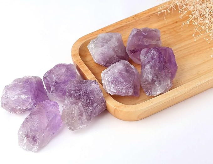 LAIDANLA 2" 1lb Light Purple Amethyst Natural Rough Stones Crystal Large Raw Crystals Bulk Healing Gemstones for Reiki Healing Tumbling Fountain Rocks Wire Wrapping Decoration Cabbing Lapidary