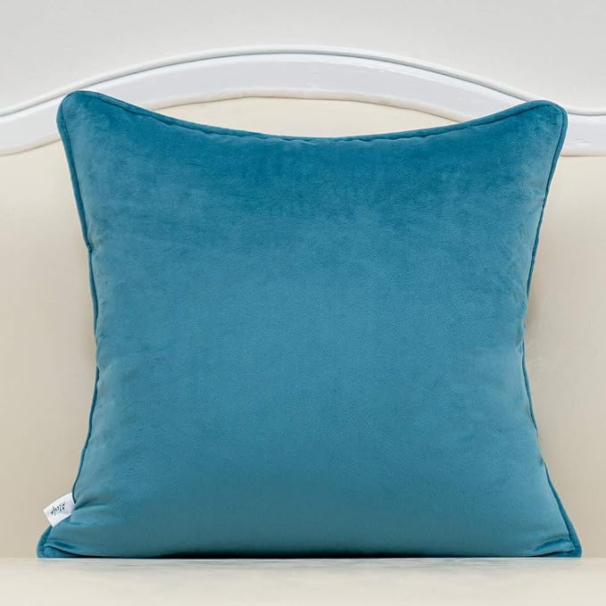 Alerfa 18 x 18 Inch Square Leaf Pillow Embroidery Cut Velvet Cushion Case Luxury Modern Lumbar Throw Pillow Cover Decorative Pillow for Couch Sofa Living Room Bedroom Car, Navy Blue