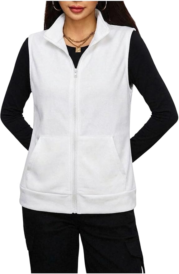 SOLY HUX Womens Zip Up Lightweight Vests Jackets Scrubs with Pockets | Casual, Sleeveless, Spring, Summer
