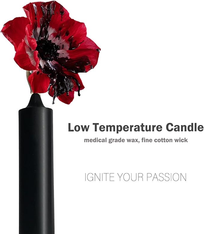 Low Temperature Candles, Wax Play Candles, Romantic Dripping Candle for Valentines, Couples, Weddings, Home Decor-2Pack, Black and Red