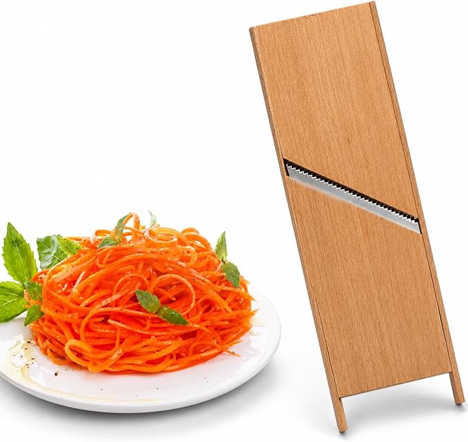 Wooden Stainless Korean Carrot Grater Steel Slicer Cutter Shredder - Russian Salad Korean Carrot Salad - 3.9 x 11 in by SHSH trade group