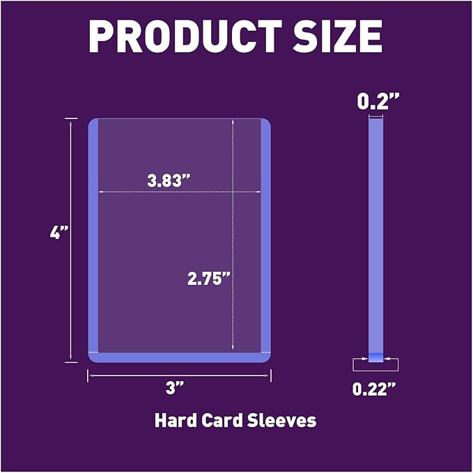 50ct 3"x4" Hard Plastic Card Sleeves - 180pt Rigid Card Cases, Clear Card Protectors for Trading, Baseball, Football and Sports Cards