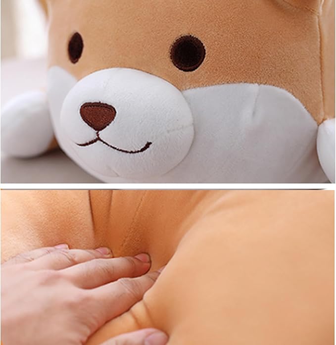 Shiba Inu Dog Plush Pillow, Cute Corgi Akita Stuffed Animals Doll Toy Gifts for Valentine's Gift, Christmas,Sofa Chair, Pink Blink, 22.8"
