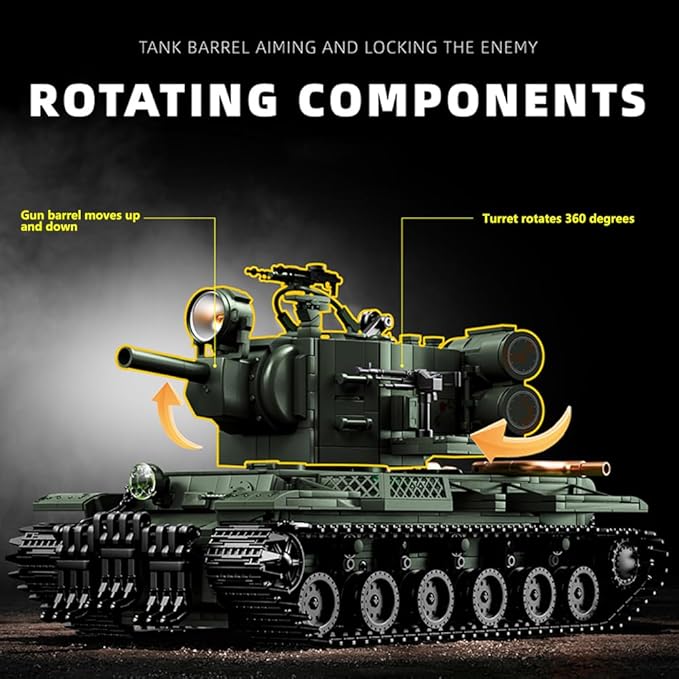 39027 WW2 KV-2 Heavy Tank Building Blocks Set, 2235 Pcs MOC Creative Modular Tank Bricks, Ideal Gift for Military Enthusiasts, Historical Collection Model for Teens and Adults