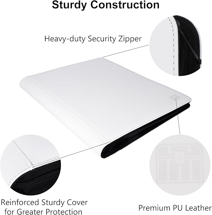 16 Pocket Top loader Binder, Holds 640 Top Loaders, Top loader Binder with Sleeves for 3'' x 4'' Top loaders - White