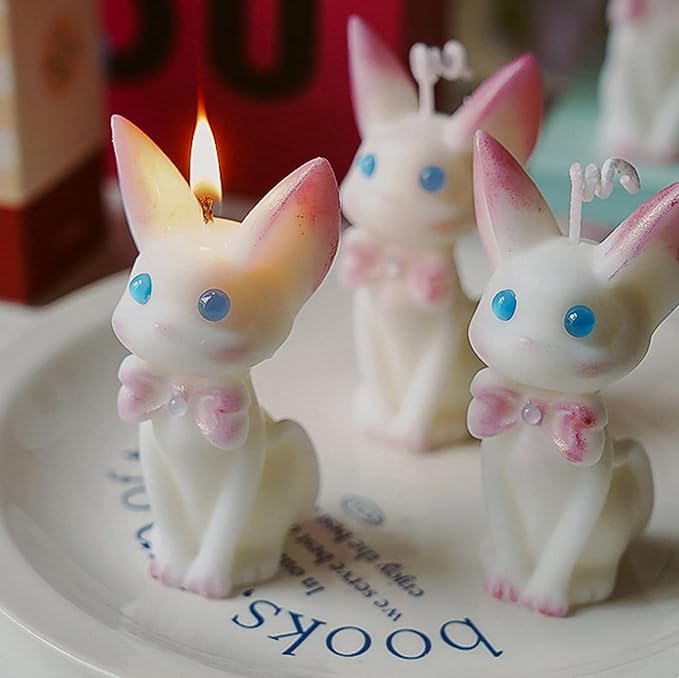Cat Shaped Scented Candle,100G Cute Jiji Cat Animal Aroma Soy Wax Decorative Candle for Table Photo Prop Birthday Gift,Prefect for Meditation Stress Relief Mood Boosting