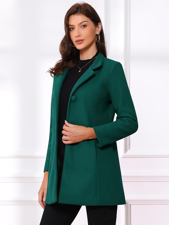 Allegra K Women's Winter Overcoat Mid-Long Stand Collar Single Breasted Coat Outerwear