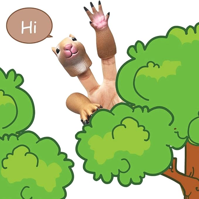 AQKILO Squirrel Finger Puppet Set, Animals Puppet Show Theater Props, Novelty Toys Weird Stuff Gifts