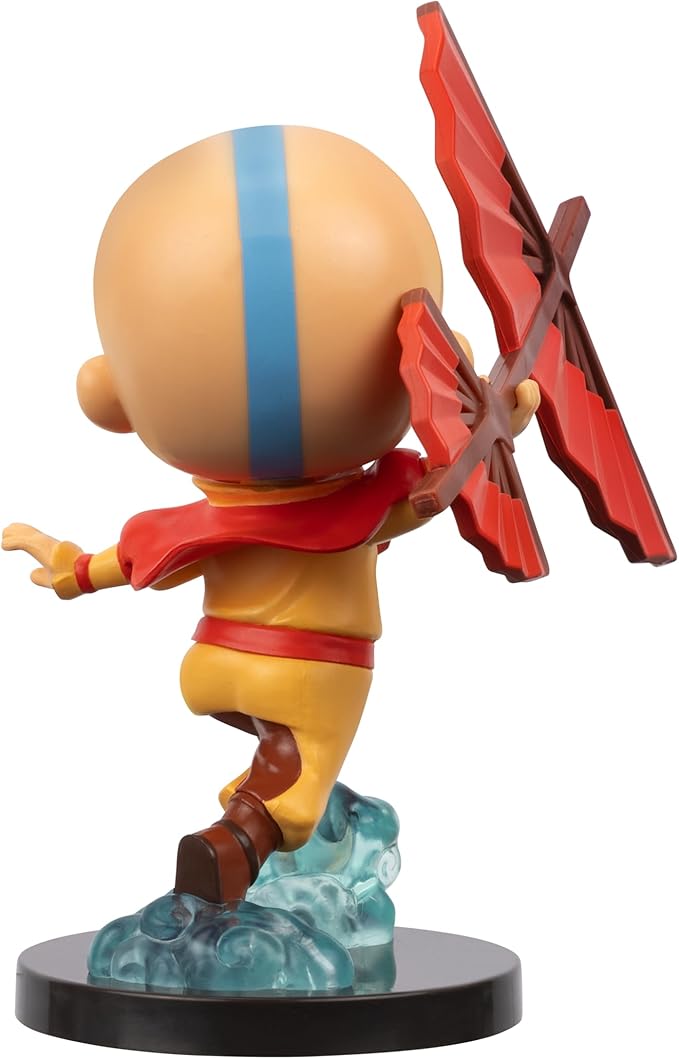Jazwares Avatar: The Last Airbender Aang - 4-Inch Mini Figure in Kawaii Style in Dynamic Pose with Display Base