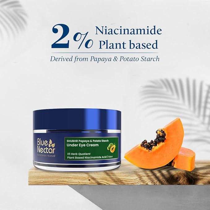 Blue Nectar Shubhr Under Eye Cream for Dark Circles with Papaya, Potato Starch & Niacinamide | Best Under Eye Cream for Men | Eye Cream for Dark Circles & Wrinkles (18 Herbs,15g)