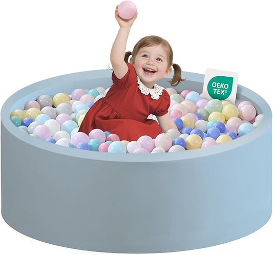 Ball Pit for Toddlers 35.43''x11.81 Baby Ball Pits Soft Memory Foam Ball Pit Round Kids Ball Pit Indoor Game Kids Play Ball Pool Ideal Gift for Girls and Boys (Lightblue, NO Balls)