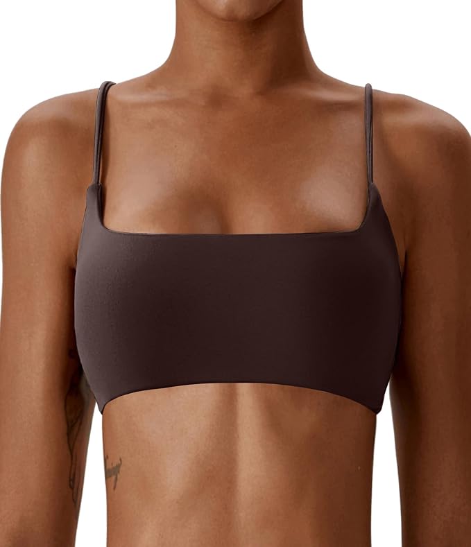 Comper Women's Sports Bras Wirefree Racerback Workout Bras Sexy Thin Straps Yoga Sport Bras with Removable Pads
