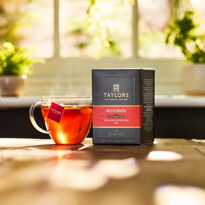Taylors of Harrogate Rooibos Tea, Individually Wrapped Bags, 20 Count (Pack of 1), Mellow, Malty, and Slightly Honeyed, Caffeine-Free, Enjoy Hot or Iced, 20 Teabags