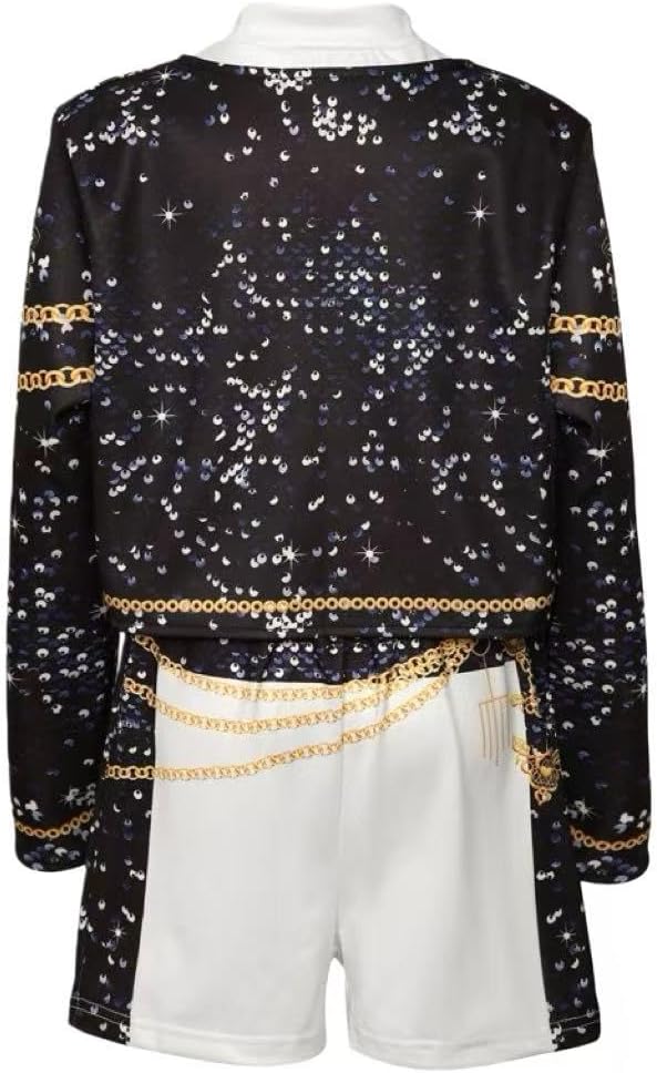 Girls Halloween Costume, Black and Yellow Polyester Top and Pants Set for Cosplay Events and Parties