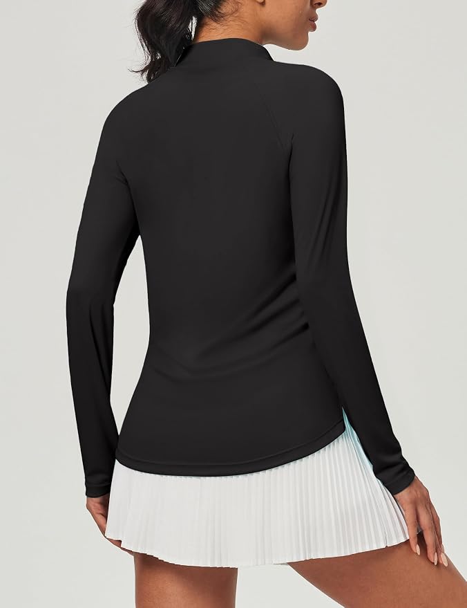 Heathyoga Long Sleeve Workout Tops for Women Golf Shirt UPF 50+ Swim Shirts for Woman UV Sun Protection Quarter Zip Pullover
