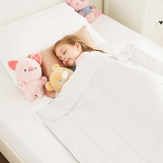 Weighted Blanket - 3 lbs White Heavy Blanket - Small Size Breathable Lap Blanket(36"x48", 3 lbs)