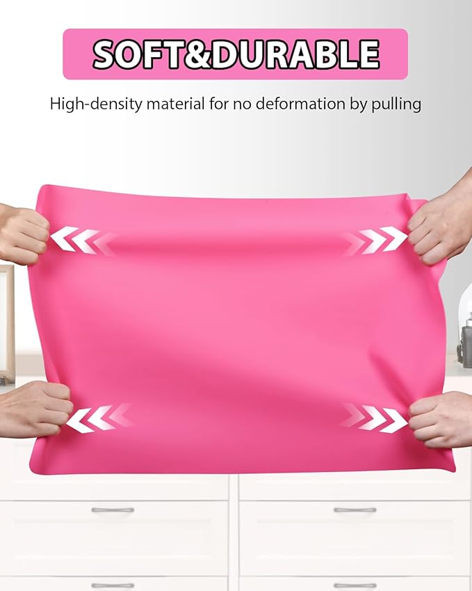 Silicone Mat Large, IKOCO 23.6"x15.7" Silicone Craft Mat for Playdough and Nonstick Resin Molds Sheets for Crafts, Paint, Clay, Blue and Rose Red