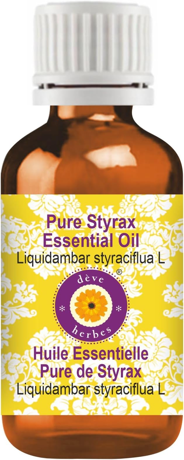 dève herbes Styrax Essential Oil (Liquidambar styraciflua L) Pure | Non-Sticky | Non-Greasy | Lightweight | Men & Women | All Skin Types | Steam Distilled 5ml (0.16 oz)
