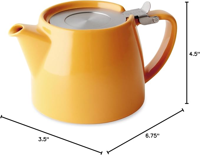 FORLIFE Stump Teapot with SLS Lid and Infuser, 18-Ounce, Mandarin