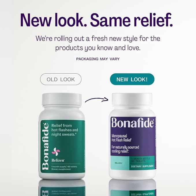 Bonafide Naturally Sourced Cooling Relief for Hot Flashes & Night Sweats Relizen – Hormone-Free, Clinically Studied Formula with a Proprietary Blend of Four Swedish Botanicals — 2-Month Supply