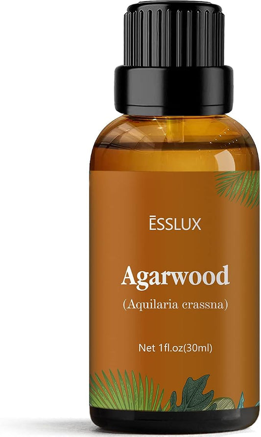 Agarwood Essential Oil, ESSLUX Aromatherapy Oils for Diffuser, Massage, Soap, Candle Making, Perfume, 30 ml