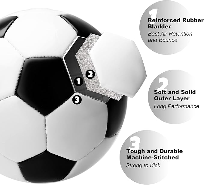 Soccer Ball Size 2 Size 3 Size 4 Size 5 with Pump Deflated - Single, 2 or 3 Pack Official Size & Weight Training Ball - Operation Christmas Child Shoebox - Gift for Toddler Kids Boys Girls Youth Adult