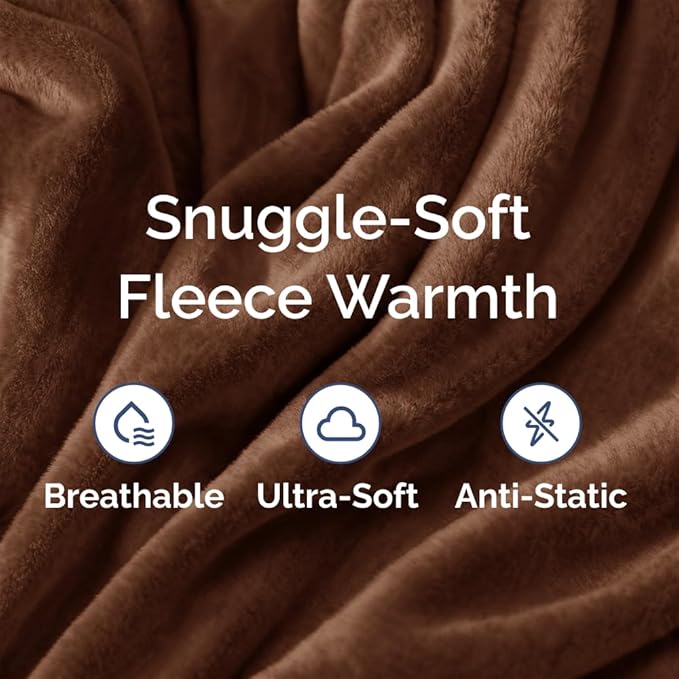 Fleece Blanket King Size - Ultra-Soft Warm Flannel Fleece Blanket - Brown | Soft, Warm, Outdoor Picnic Blanket for Camping, Travel, Lightweight, Cozy, Anti-Static, Home Decor Gifts for Men & Women
