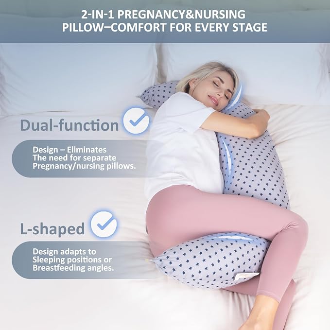 Chilling Home Pregnancy Pillow, C Shaped Pregnancy Pillows for Sleeping Full Body Pillow Maternity Pillow for Pregnant Women 47 inch, Pregnant Women Must Have with Removable Cover