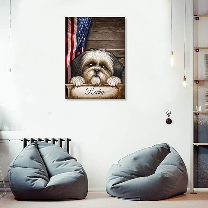 Custom Wooden Jigsaw Puzzles with Your Dog's Name on Shih Tzu Art Print - 300 500 1000PCS Puzzles Game and Home Wall Decor