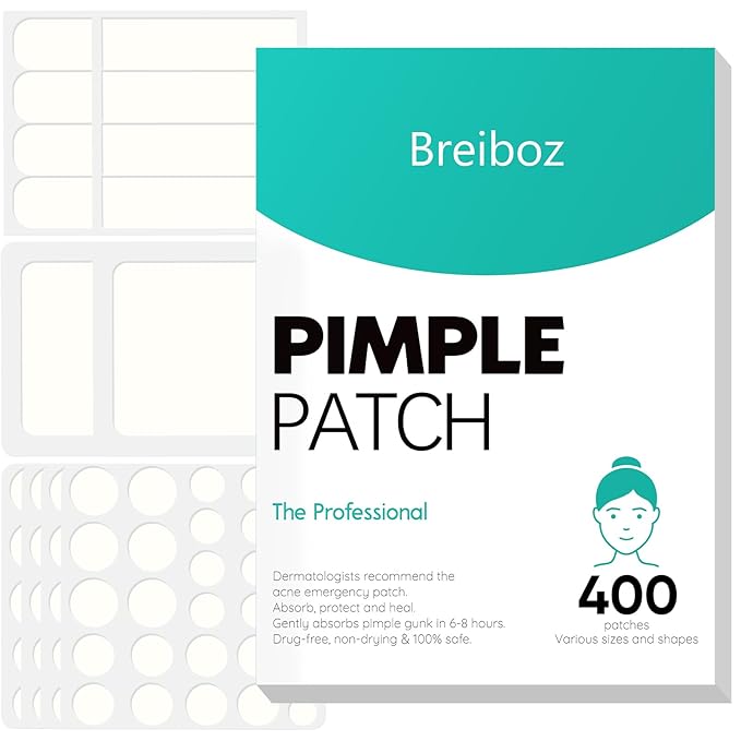 Pimple Patches for Face, Hydrocolloid Patches Invisible Acne Patches Pimple Stickers for Covering Zits, Blemishes and Breakouts with Tea Tree, Salicylic Acid & Cica Oil | 7 Size 400 Counts