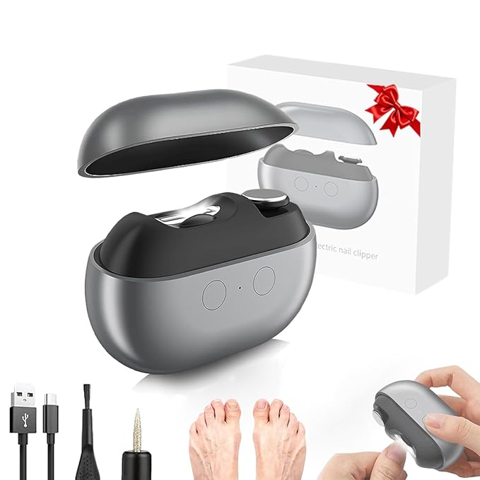 Easy Clip Nail Clippers,Electric Nail Clippers for Seniors,Upgraded 3 in 1 Automatic Electric Toenail Clippers for Thick Nails, Nail Care Tool with Led Light,for Seniors Kids Adults (Black*1)
