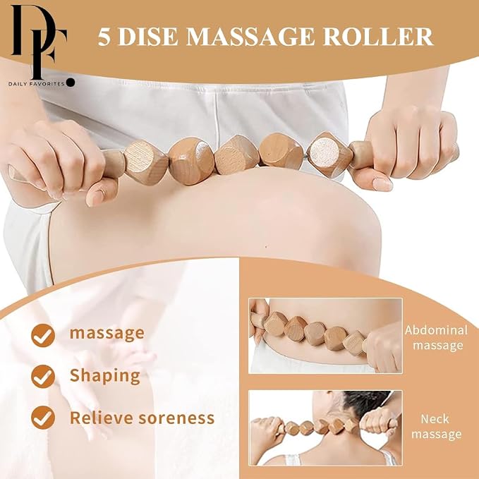 10-in-1 Wood Therapy Massage Tools – Lymphatic Drainage Tools with Gua Sha Stone for Muscle Pain Relief – Maderoterapia Kit Professional for Body Sculpting