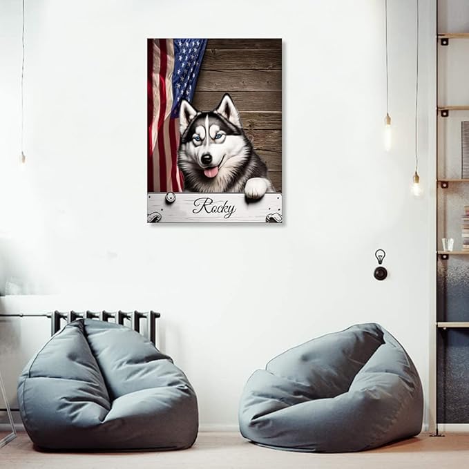 Custom Wooden Jigsaw Puzzles with Your Dog's Name on Siberian Husky Art Print - 300 500 1000PCS Puzzles Game and Home Wall Decor