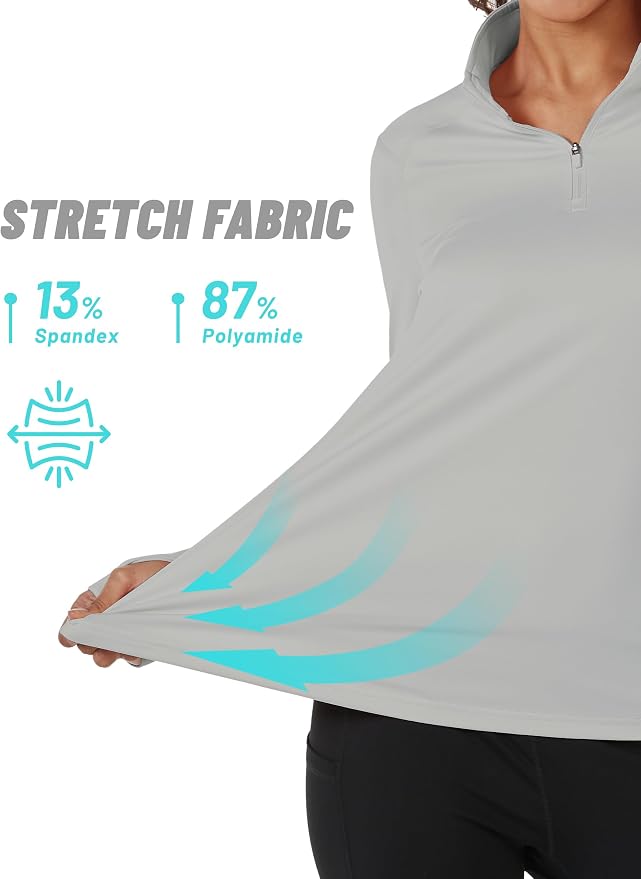 TACVASEN Women's Quarter Zip Sweatshirt Fleece Long Sleeve Workout Pullover | Lightweight Breathable Thermal Fabric,Mock Neck Design,Athletic Tops,Ideal for Gym Running Activities