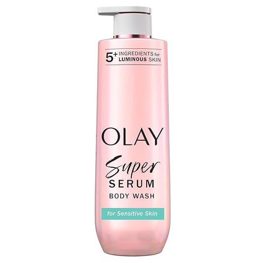 Olay Super Serum Body Wash for Sensitive Skin, 24hr Long Lasting Hydration, 5+ Ingredient Complex for Bright Even Firm Luminous Skin, 20 fl oz