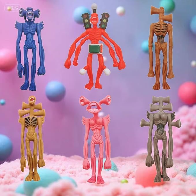 6 PCS Siren Head Toys Action Figure Horror Model Doll Gift for Kids Birthday Halloween Christmas Party Toys (6 PCS)