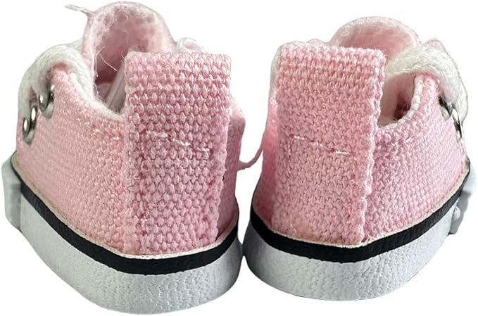 17cm Dolls Shoes, Lace-Up Canvas Sneakers Mini Shoes for 17cm Dolls, Fingerboard Shoes, Mini Finger Shoes, Clothing Accessory for 6.7in Dolls (1 Pair of Pink)