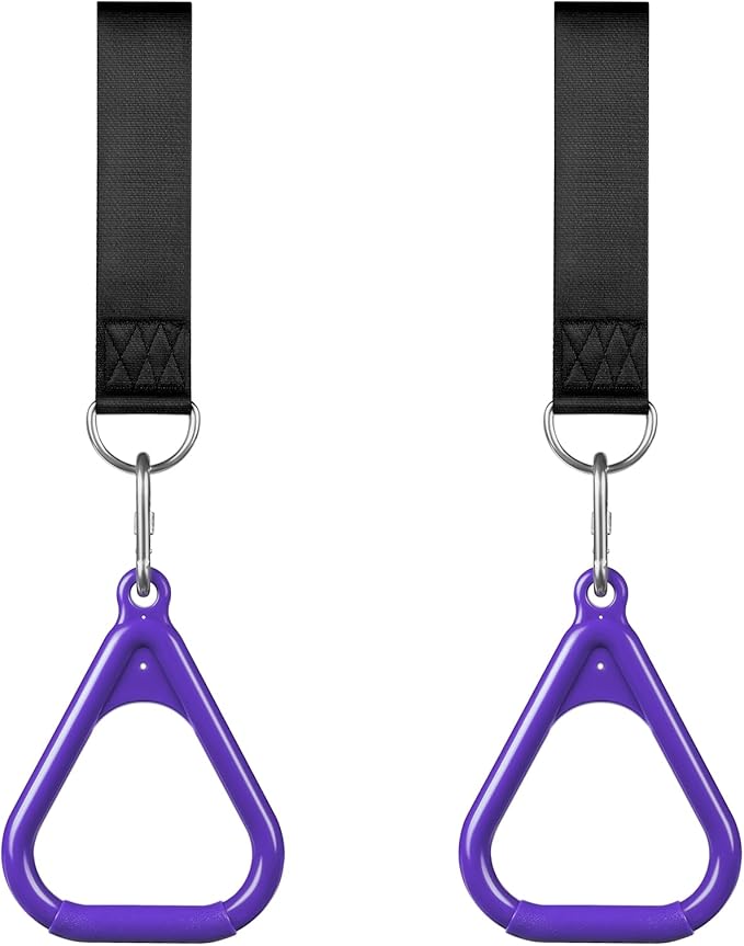 LadyRosian Trapeze Bar Swing Monkey Bars Hanging Ninja Rings Warrior Slackline Obstacle Course Kits for Kid Playground Equipment Accessories (Purple)