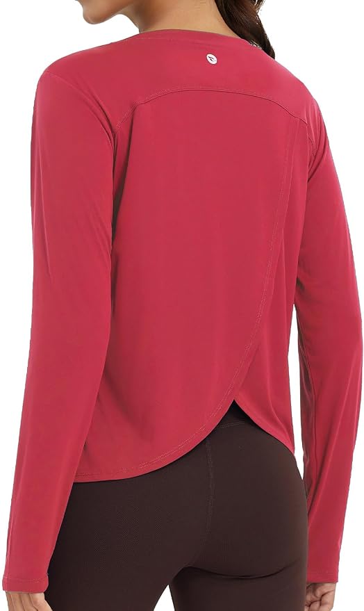 baleaf Women's Long Sleeve Workout Tops Running Sun Shirts Split Back | UPF 50+, Quick Dry, Lightweight, Breathable, Moisture-wicking, SPF, UV, for Athletic, Gym, Hiking, Tennis, Outdoor