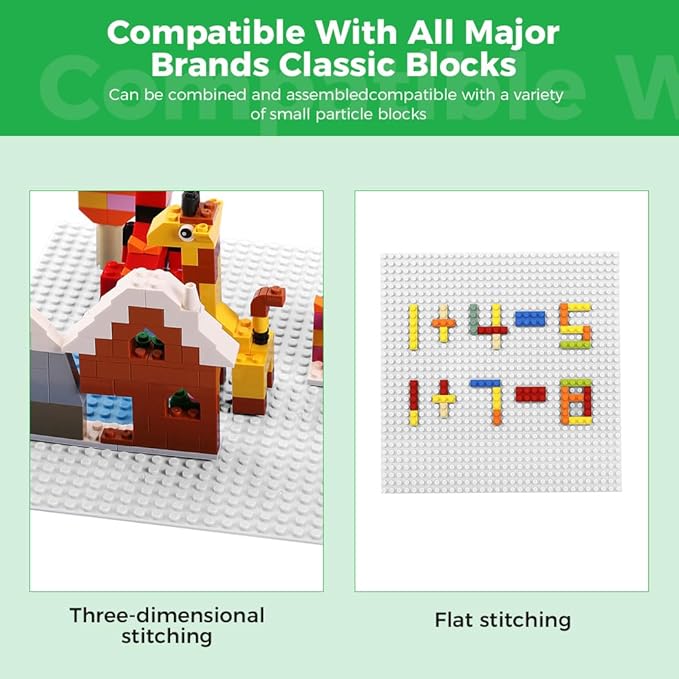 Classic Baseplates Building Plates for Building Bricks 100% Compatible with All Major Brands-Baseplate 10" x 10", White,Pack of 8