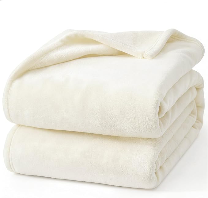 Hansleep King Beige Fleece Blanket, Soft Flannel Bed Blanket | Fuzzy Cozy Blanket 90x108 Inches, Multi-use for Bed, Sofa, Couch, Travel, Camping, All Season Warm Lightweight Cover
